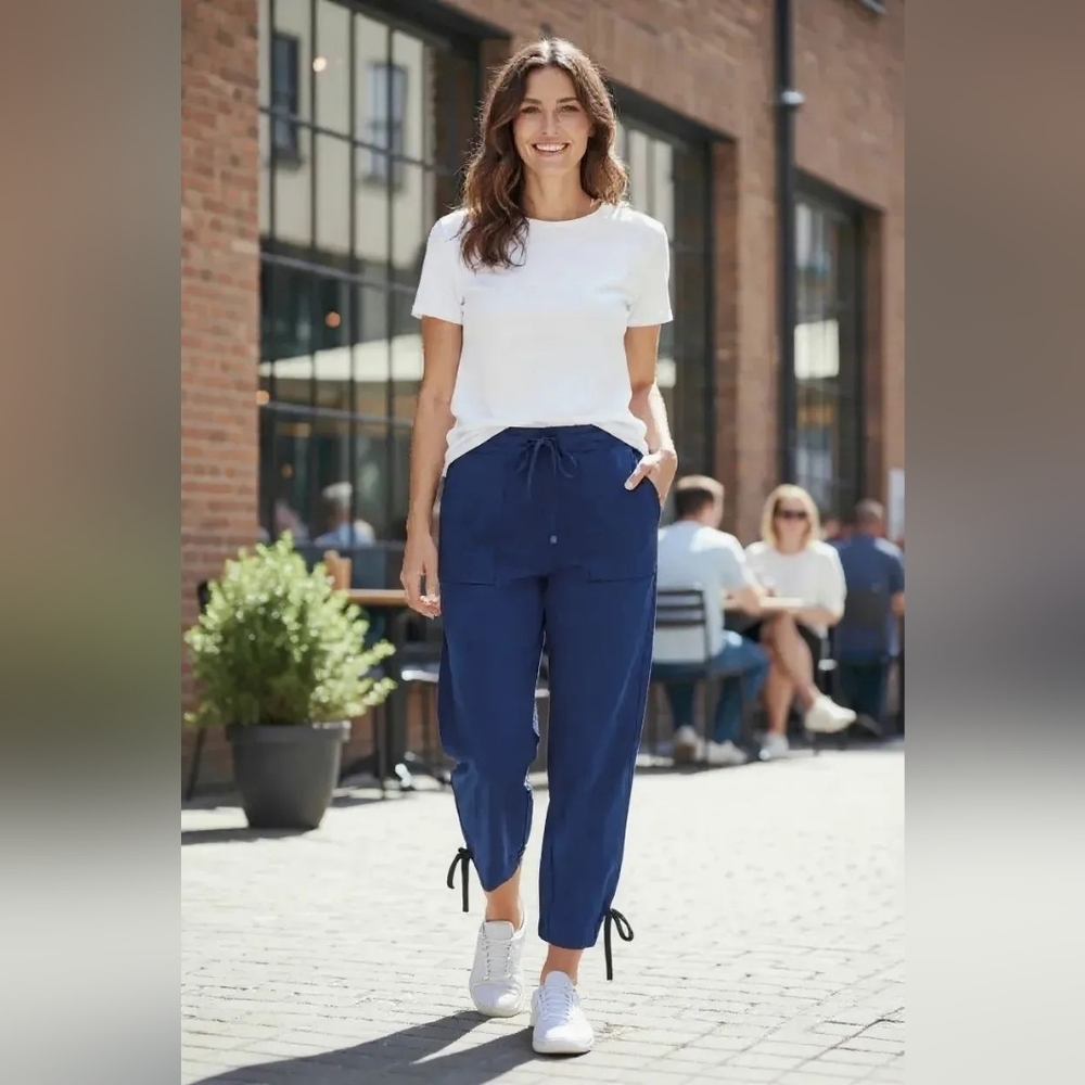 Athleta sz 2 petite navy blue drawstring jogger pants  WP69
